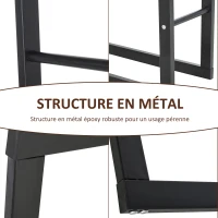 HOMCOM Range bûches Etagère porte bois de cheminée porte-bûches intérieur et extérieur charge max. 100 Kg dim. 40L x 25l x 100H cm métal noir(m-6)