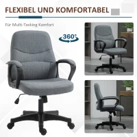 Vinsetto Chefsessel mit Massagefunktion Massage Sessel höhenverstellbarer Drehstuhl Bürostuhl ergonomisches Liniendesign mit USB-Schnittstelle höhenverstellbar Polyester PP Grau 59 x 63 x 92-101 cm(m-6)