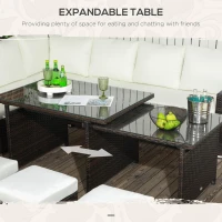 Outsunny Seven-Piece Rattan Garden Sofa Set, with Expanding Table - Cream White(m-4)