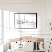 HOMCOM Kunstdruck mit Eiffelturm-Motiv, UV-Druck, Prägetechnik, inkl. Montagematerial, 93 cm x 2,5 cm x 63 cm(m-2)