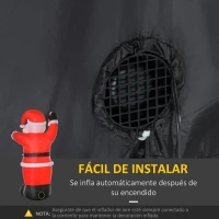 HOMCOM Papá Noel Hinchable 240 cm con Bastón Luces LED e Inflador Decoración Navideña para Exterior Interior Multicolor(m-6)