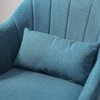 HOMCOM Fauteuil de salon chaise relax fauteuil de chambre grand confort - coussins lombaires hauteur réglable pivotant 360° piètement en métal chromé - bleu canard(m-9)