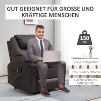 HOMCOM Massagesessel mit Aufstehhilfe, Liegefunktion, Kunstleder, bis 150 kg, 88 x 99 x 106 cm, Braun(m-7)