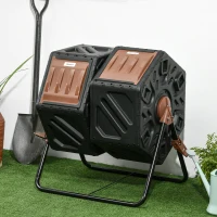 Outsunny 130L Double Chamber Composter - Black(m-10)