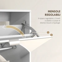 HOMCOM Scarpiera Salvaspazio Slim con Specchio e 4 Cassetti per 24 Paia di Scarpe, 76x26x178cm, Bianco(m-6)