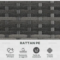 Outsunny Fioriera con Grigliato per Rampicanti con 3 Vasi in Acciaio e Rattan PE, 84x30x107cm, Grigio(m-7)