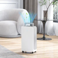 HOMCOM Deshumidificador 12L/día Depósito de Agua 2,5L con Ruedas Temporizador de 24 Horas Pantalla Digital de Humedad Blanco(m-2)