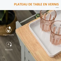 HOMCOM Desserte ilôt de cuisine multi rangements 2 tiroirs 2 placard 2 portes avec étagère range-bouteille porte-torchons et étagère réglable MDF gris hévéa(m-4)