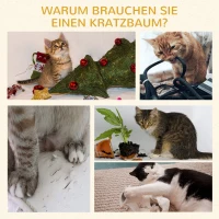 PawHut Rattan Katzenbaum Kratzbaum Kätzchen Möbel mit Katzenhöhle Ballspielzeug Sisal weiche Plüsch PE Höhe 108 cm Braun+Beige(m-6)