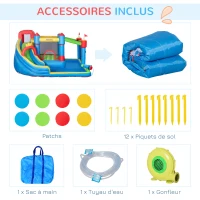 Outsunny Château gonflable aire de jeux avec toboggan trampoline piscines + 3-8 ans 390 x 300 x 197 cm - multicolore(m-8)