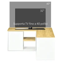 HOMCOM Mobile TV a L per TV da 40" con 3 Ripiani Aperti e 2 Armadietti, in Truciolato, 90x90x45 cm(m-6)