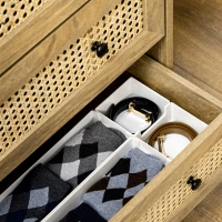 HOMCOM Storage Cabinet, 4-Drawer Unit with Rattan Element for Bedroom, Living Room, 80cmx35cmx95cm, Wood Effect(m-8)