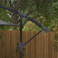 Outsunny 3(m) Cantilever Overhanging Parasol, with Cross Base - Grey(m-8)