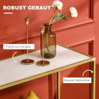 Aosom Konsolentisch im Industriedesign Marmoroptik Gold + Weiß(m-5)