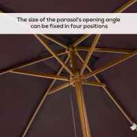 Outsunny 2 x 3m Wooden Garden Parasol Umbrella Outdoor Sun Shade Canopy, Dark Coffee(m-5)