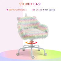 Vinsetto Unicorn Home Office Chair, Height Adjustable Fluffy Desk Chair with Armrests and Swivel Wheels, Colourful(m-6)
