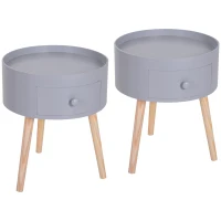 HOMCOM Lot de 2 tables basses - table de chevet - table de nuit ronde - design scandinave table d'appoint bout de canapé(m-10)