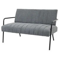 HOMCOM Doppelsofa Stoffsofa Polstersofa Sitzmöbel Loungesofa Metall samtartiges Polyester Schaumstoff Grau+Schwarz 122 x 75 x 77 cm(m-9)