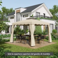 Outsunny Tettuccio di Ricambio per Gazebo da Giardino 3x3m con Tetto a 2 Livelli in Poliestere Beige(m-2)