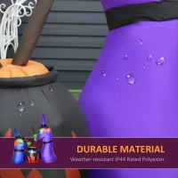 HOMCOM 1.8m Inflatable Halloween Lawn Decoration with LED Witches Around A Black Cauldron Outdoor Air Blown Holiday Décor(m-5)