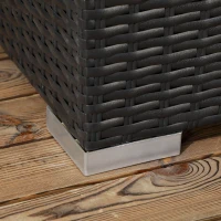 Outsunny Seven-Piece Rattan Garden Set, with Glass-Top Table - Black/Beige(m-8)