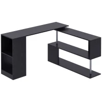 HOMCOM Scrivania Angolare Salvaspazio con Ripiano a S, Scrivania Moderna in Legno, 140x120x78 cm, Nero(m-1)