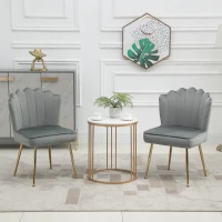 HOMCOM Set 2 Sedie Moderne e Imbottite per Salotto o Soggiorno con Rivestimento Effetto Vellutato, 57x58x88cm, Grigio(m-2)