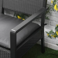 Outsunny Ensemble salon de jardin style contemporain 4 pièces 4 places avec table basse - résine tressée PP gris(m-7)