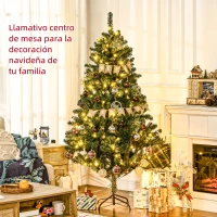HOMCOM Árbol de Navidad Artificial de 1,8m 650 Ramas con 150 Luces LED y 100 Decoraciones Incluidas Ø106x180 cm Verde(m-4)