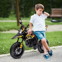 AIYAPLAY 12V Aprilia Licensed Kids Motorbike with Training Wheels, Spring Suspension, LED Headlight, USB, Music, Yellow/black(m-2)
