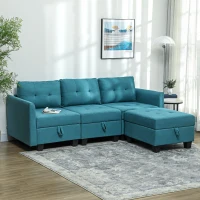 HOMCOM 'L' Shape Modular Sofa, with Storage - Light Blue(m-2)