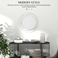 HOMCOM Abstract Metal Wire Wall Mirror, with Accessories - Silver(m-4)
