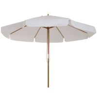 Outsunny Parasol Jardin Rond Ø3m Bambou Crème