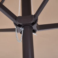 Outsunny Doppelsonnenschirm 455 x 270 cm Gartenschirm mit Handkurbel oval stabil Metallstange Marktschirm Doppelsonnenschirm Terrassenschirm Sonnenschutz für Strand Balkon Terrasse Garten Hellkaffee(m-8)