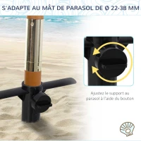 Outsunny Pied de parasol à planter - pied d'ancrage à visser dans le sol - fixation parasol - porte-parasol avec vis de serrage - ABS noir(m-4)
