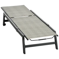 Outsunny Rattan Sun Lounger, with Five-Position Back - Grey/Black(m-11)