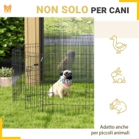 PawHut Recinto per Cani e Cuccioli, Box per Animali da 8 Pezzi in Filo di Ferro, 76 x 61cm Nero(m-5)