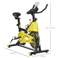 HOMCOM Cyclette Professionale con Schermo LCD e Supporto Smartphone, Fitness Cyclette da Camera con Sellino e Manubrio Regolabili, Volano 6kg, 50x100x101-113cm(m-3)