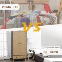 HOMCOM Armadio 2 Ante In Legno Con 4 Ripiani, 2 Cassetti e Appendiabiti, Grigio Scuro, 90x50x190 cm(m-7)