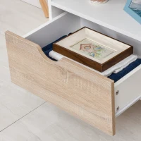 HOMCOM TV-Schrank, TV-Kommode mit Schubladen, Offene Regale, Holz, 99 x 39 x 58 cm, Weiß(m-8)