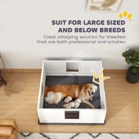 PawHut Whelping Box for Dogs with Whelping Pad, Adjustable Entrance, Non-slip Foot Pads, for Large Dogs, 124 x 120cm(m-8)