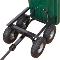 Outsunny 2 en 1 chariot de jardin à main et remorque benne basculante charge max. 200 Kg vert(m-7)