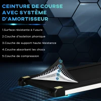 HOMCOM Tapis de course électrique pliable 1-12 km/h 400 W tapis roulant écran LED support de téléphone bande extra-large antidérapant acier PP ABS 147 x 74 x 125 cm noir(m-6)