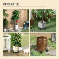 Outsunny Carrello Sottovaso con Ruote Ø30cm in Metallo con Ruote Girevoli e Freno, Nero(m-6)