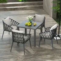 Outsunny Table de jardin rectangulaire extensible jusqu'à 6 personnes en aluminium dim. 80/160L x 80l x 75H cm gris anthracite(m-2)