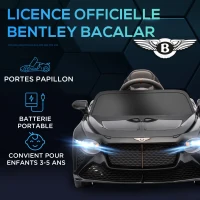 HOMCOM Voiture électrique pour enfant de 3 à 5 ans 2 moteurs 12V 25W 3-5 Km/h télécommande 2,4G Bentley Bacalar noir(m-4)
