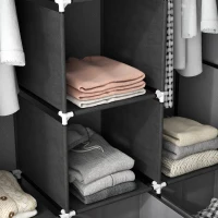 HOMCOM Fabric Wardrobe for Bedroom, Portable Wardrobe with 5 Shelves, 2 Hanging Rails and 3 Fabric Drawers, Foldable Closet, 125 x 43 x 162.5cm, Dark Grey(m-8)