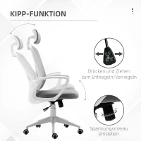 Vinsetto Bürostuhl mit Wippfunktion höhenverstellbarer Computerstuhl ergonomischer Drehstuhl mit Armlehne Kopfstütze Samtoptik 63 x 64 x 118-128 cm Hellgrau(m-5)