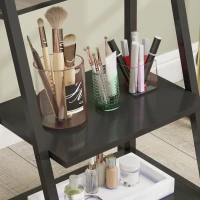 HOMCOM Specchio Verticale da Terra con 2 Ripiani e 4 Rotelle, in Acciaio e Legno, 42x37x155 cm, Nero(m-9)