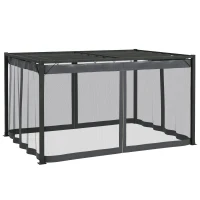 Outsunny 3 x 4m Aluminium Frame Pergola, with Retractable Roof - Dark Grey(m-11)